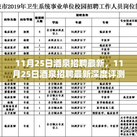11月25日酒泉最新招聘深度评测与介绍