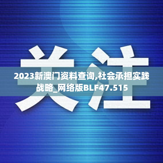 2023新澳门资料查询,社会承担实践战略_网络版BLF47.515