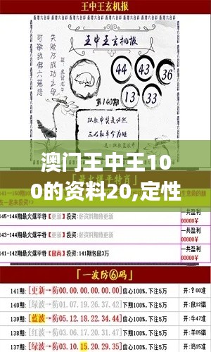 澳门王中王100的资料20,定性解析评估_tool6.280