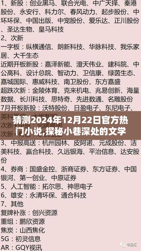 探秘小巷深处的文学宝藏，预测2024年热门小说与特色小店的奇遇揭秘