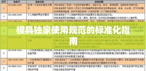 模具独家使用规范的标准化指南