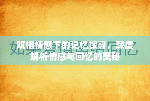 双相情感下的记忆探寻，深度解析情感与回忆的奥秘