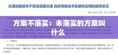 方案不落实：未落实的方案叫什么 