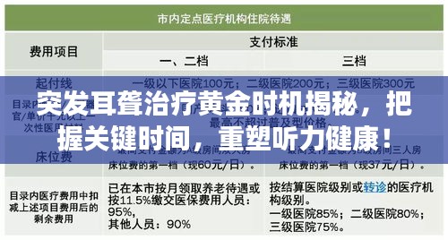 突发耳聋治疗黄金时机揭秘，把握关键时间，重塑听力健康！