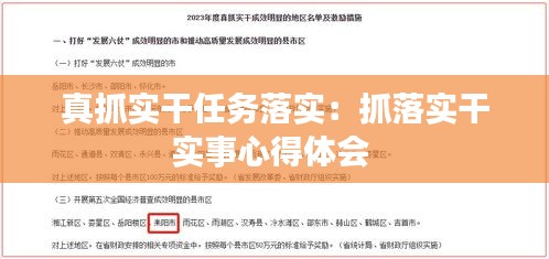 真抓实干任务落实：抓落实干实事心得体会 