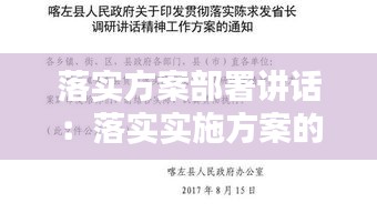 落实方案部署讲话：落实实施方案的工作方案 