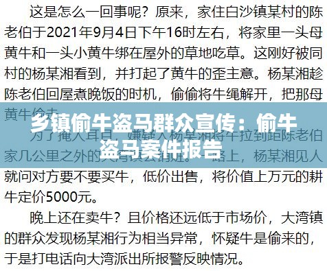 乡镇偷牛盗马群众宣传：偷牛盗马案件报告 