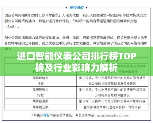 进口智能仪表公司排行榜TOP榜及行业影响力解析