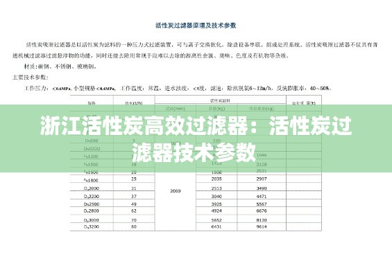 浙江活性炭高效过滤器：活性炭过滤器技术参数 