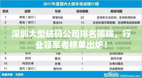 深圳大型砝码公司排名揭晓，行业领军者榜单出炉！