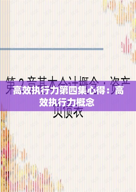 高效执行力第四集心得：高效执行力概念 