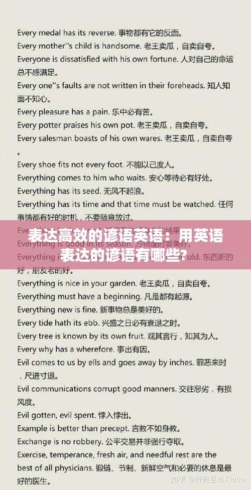 表达高效的谚语英语：用英语表达的谚语有哪些? 