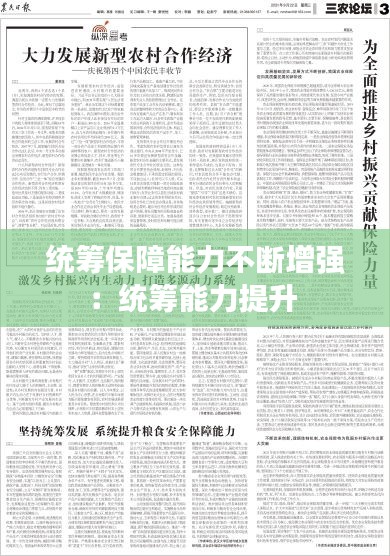 统筹保障能力不断增强：统筹能力提升 