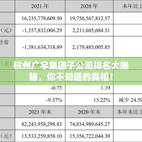 杭州广宇集团子公司排名大揭秘，你不知道的真相！