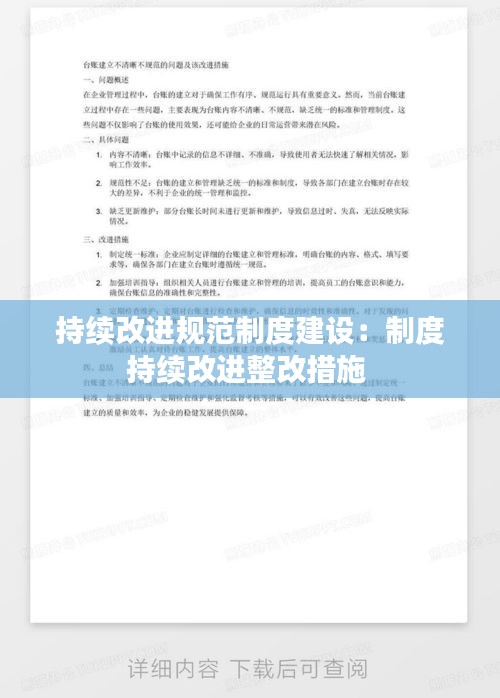 持续改进规范制度建设：制度持续改进整改措施 