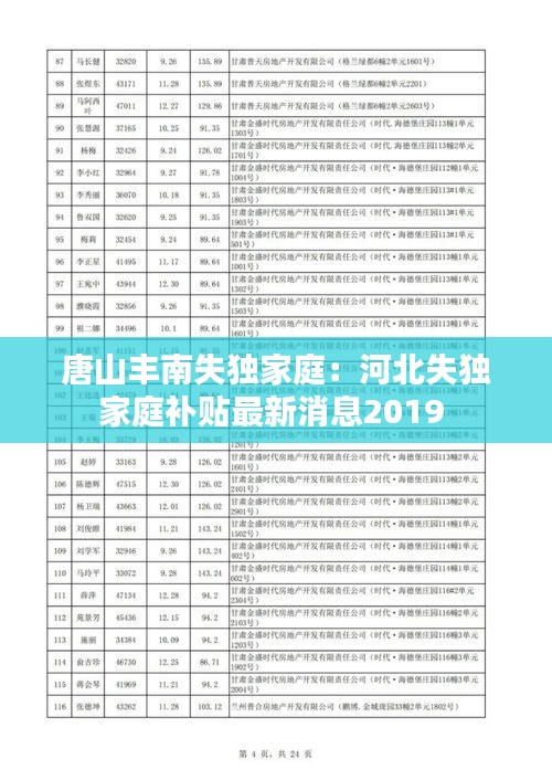 唐山丰南失独家庭：河北失独家庭补贴最新消息2019 