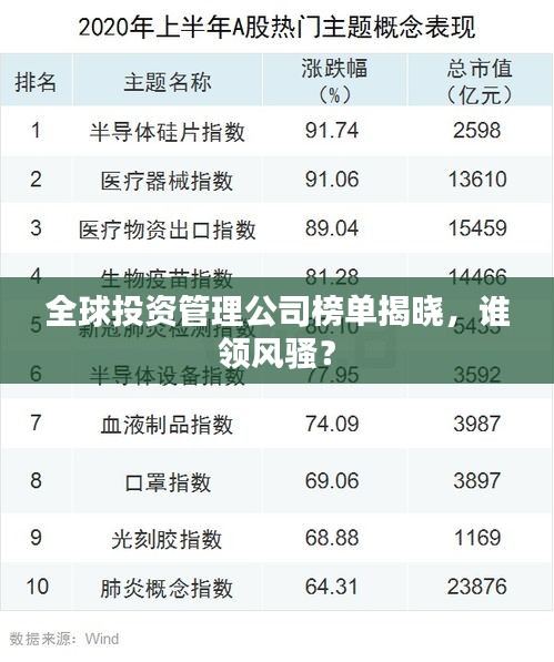 全球投资管理公司榜单揭晓，谁领风骚？