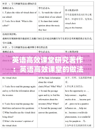 英语高效课堂研究著作：英语高效课堂的做法 