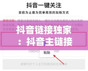 抖音链接独家：抖音主链接 
