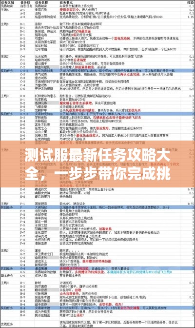 测试服最新任务攻略大全，一步步带你完成挑战！