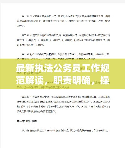 最新执法公务员工作规范解读，职责明确，操作规范