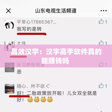 高效汉字：汉字高手软件真的能赚钱吗 