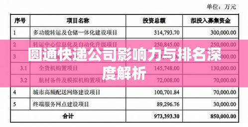 圆通快递公司影响力与排名深度解析