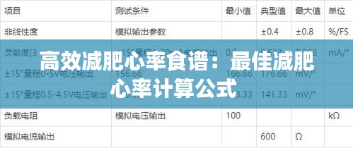 高效减肥心率食谱：最佳减肥心率计算公式 
