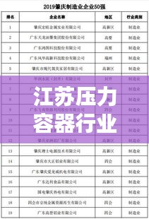 江苏压力容器行业排名前十企业榜单揭晓！
