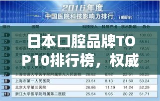 日本口腔品牌TOP10排行榜，权威推荐！