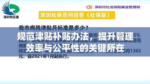 规范津贴补贴办法，提升管理效率与公平性的关键所在