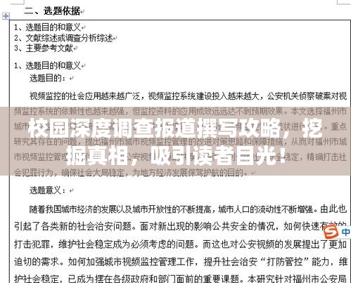 校园深度调查报道撰写攻略，挖掘真相，吸引读者目光！