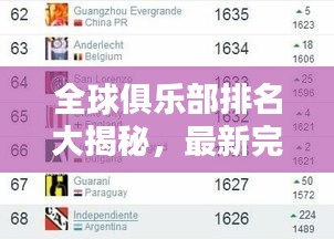 全球俱乐部排名大揭秘，最新完整榜单解析