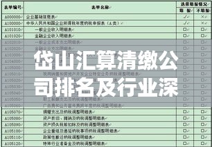 岱山汇算清缴公司排名及行业深度剖析