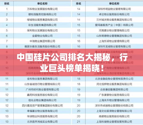 中国硅片公司排名大揭秘，行业巨头榜单揭晓！