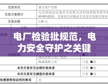 电厂检验批规范，电力安全守护之关键环节