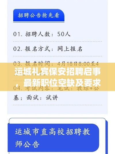 运城礼宾保安招聘启事，最新职位空缺及要求全解析