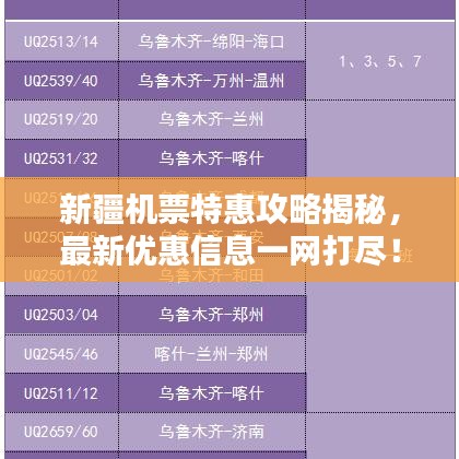 新疆机票特惠攻略揭秘，最新优惠信息一网打尽！
