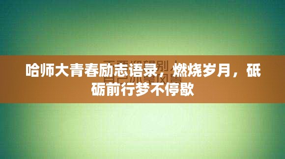 哈师大青春励志语录，燃烧岁月，砥砺前行梦不停歇